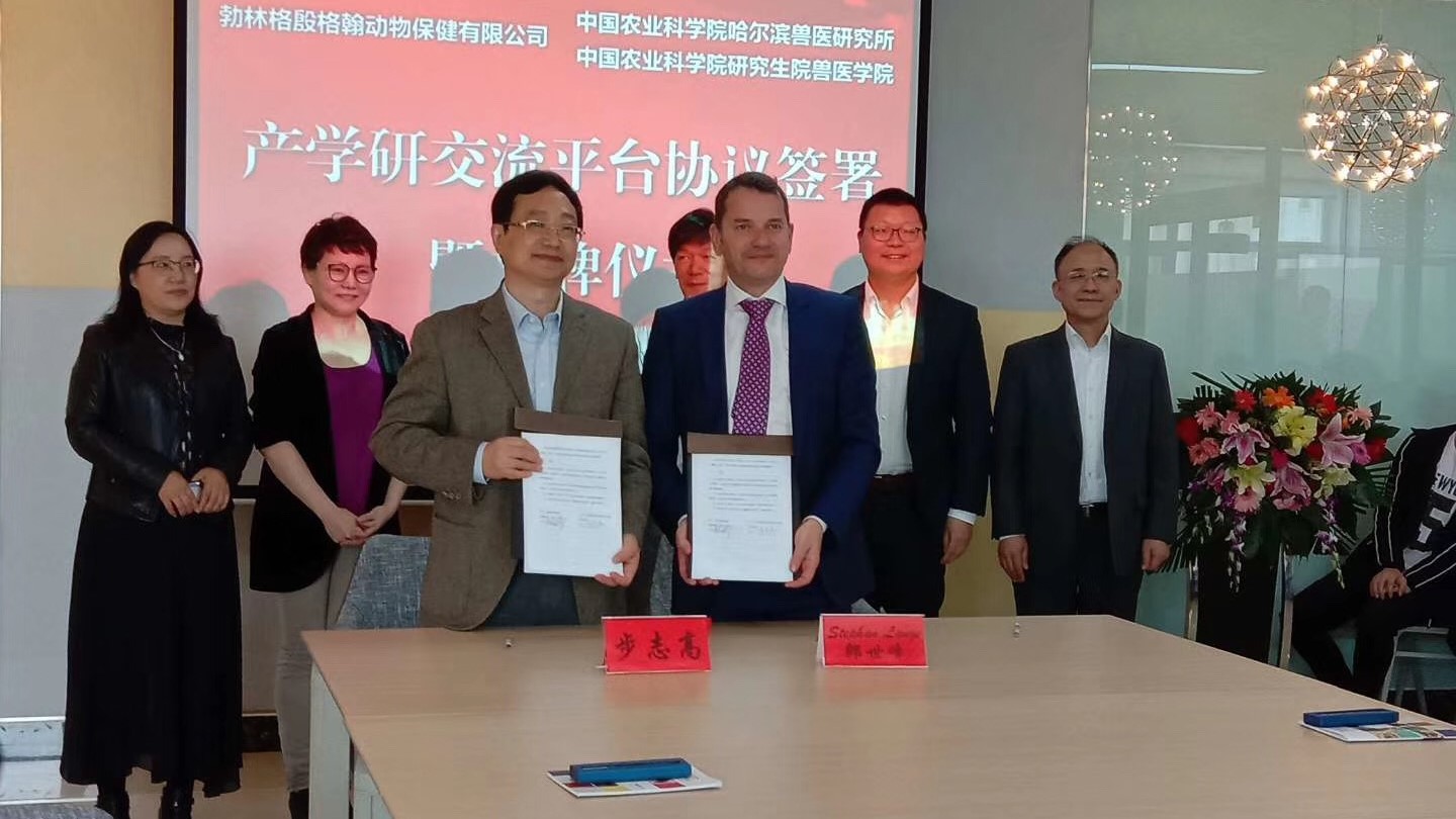 勃林格殷格翰与中国农业科学院哈尔滨兽医研究所“产学研”交流平台揭牌成立.jpg 勃林格殷格翰与中国农业科学院哈尔滨兽医研究所“产学研”交流平台揭牌成立