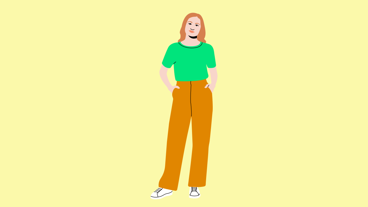 一位穿着休闲服站立的人物插画